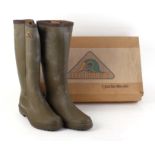 Pair Blimey, green zip up wellington boots, size 47, boxed