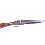 12 bore sidelock ejector by Sabel, 25 ins barrels, ic & 1/4, Churchill rib, polished bold