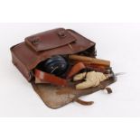 Leather range bag with rifle rest, cleaning accessories, etc.