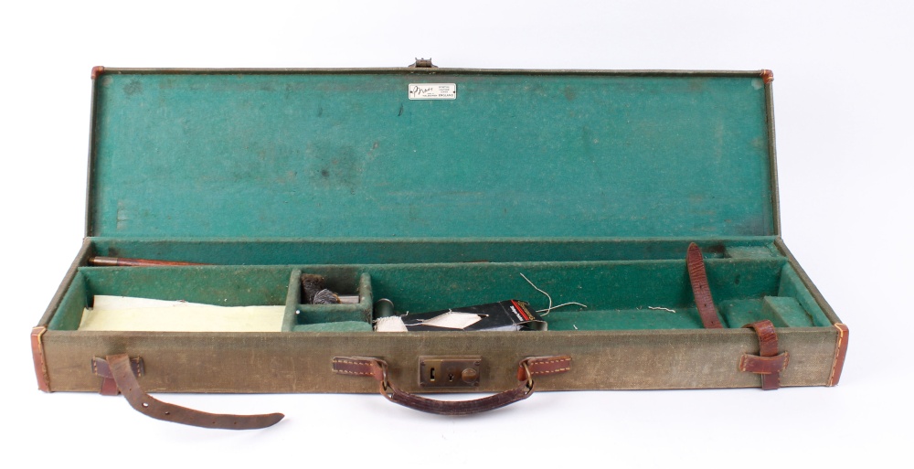 WITHDRAWN - Brady canvas and leather gun case, green baize lined for up to 30,1/2 ins barrels lock - Image 2 of 2