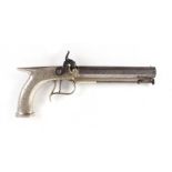 50 bore Paktong framed percussion belt pistol, 5,1/2 ins octagonal barrel, stamped Manton Patent