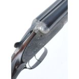 12 bore sidelock ejector by W T Hancock & Co. 29,3/4 ins sleeved barrels, cyl & 1/4, treble grip