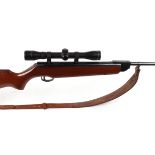 .22 Webley Excell break barrel air rifle, silencer, leather sling, mounted 4x32 Marchwood scope