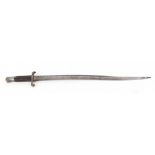 1856 Pattern sword bayonet, 23 ins curved blade, black chequered grips