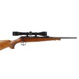.22 BRNO Model 2-E bolt action rifle (no magazine), 18 ins threaded barrel, mounted 6 x 40 scope,