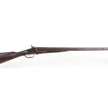 The stock, action and forend of a 12 bore hammer, scroll border and game scene engraved action and