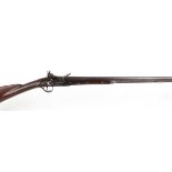 12 bore flintlock single barrelled sporting gun, 36 ins barrel inset gold lozenges and inscribed