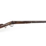 12 bore percussion (converted from flintlock) single sporting gun, 34 ins two stage barrel with