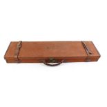 Canvas and leather motor case (hinge a/f), green baize lined fitted interior for up to 31 ins