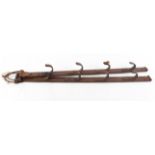 Leather four position, two piece hanging gun rack, steel rivets, 33 ins drop