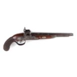32 bore double percussion (converted from flintlock) pistol by Newton c.1760, 10 ins two stage