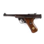 .177 Haenel Model 28 (pre war) break barrel air pistol, wood grips, no. 22579