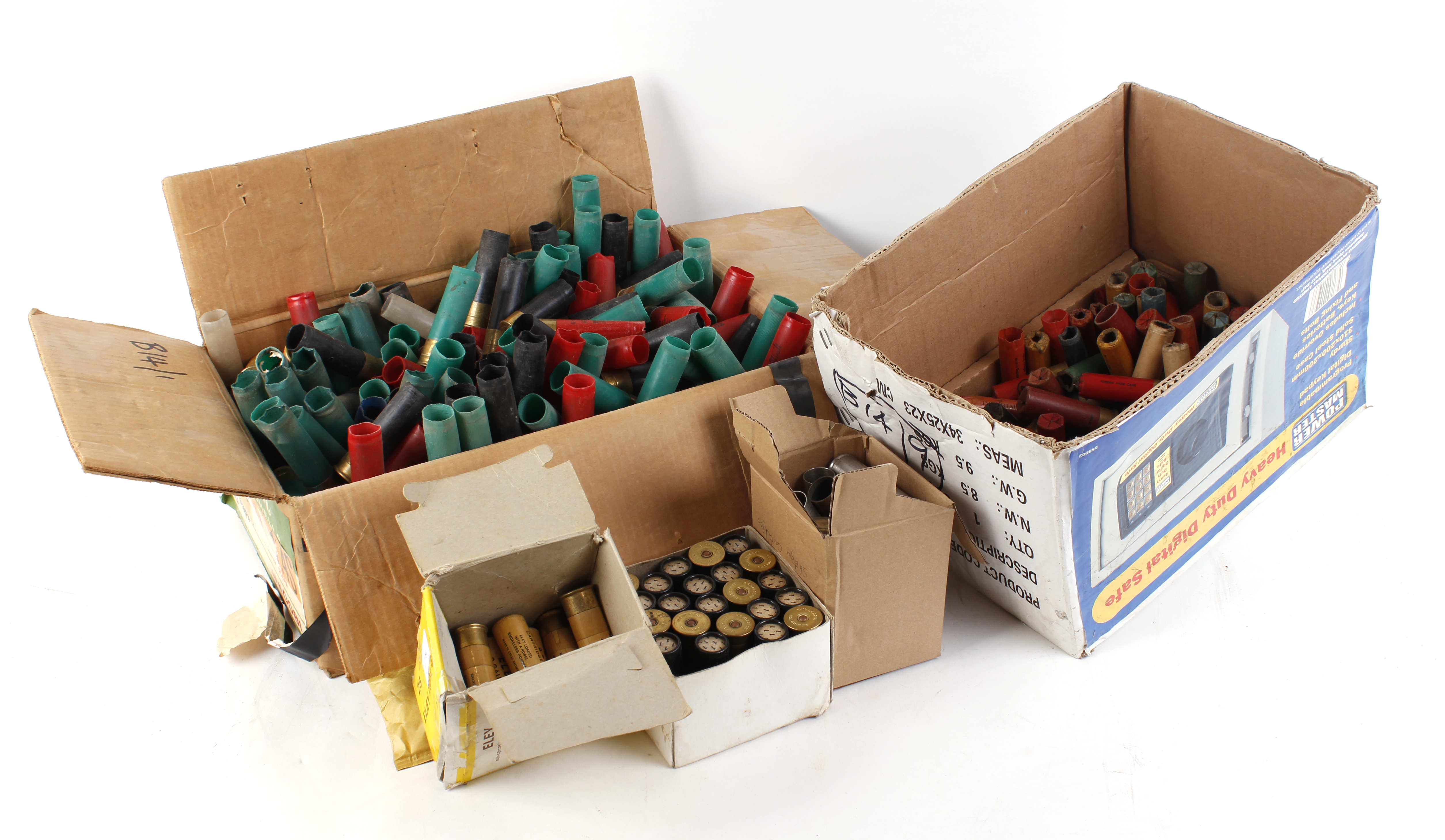 14 x 8 bore Eley cartridges; 22 x 8 bore Max Mag cartridges; 11 x 8 bore brass & steel cases;