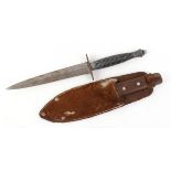 Fairbairn Sykes type fighting knife; Throwing knife, wood grips,