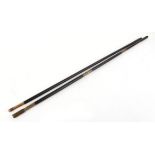 Three piece ebony cleaning rod, brass mounted,