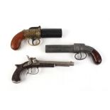 Two replica pepperbox pistols;
