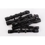 Eight various rifle scopes, each with mounts, Tasco, Nikko Stirling, ASI, etc.