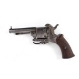 7mm pinfire 6 shot revolver by Fagnus & Clement, Belgium, 3 ins octagonal barrel, the cyclinder