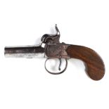 50 bore percussion pocket pistol, 1½ ins turn off barrel, engraved boxlock action marked Smith
