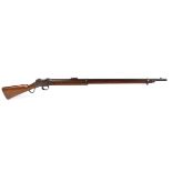 .230 BSA Victorian Government martini action rifle, 27 ins full stocked steel banded barrel, blade