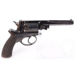 120 bore (.32) percussion five shot Adams closed frame revolver, 4¼ ins octagonal barrel,