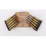 10 x 7.62mm L1 A2 drill rounds in original box, together with 5 x 7.62 x 57 and 5 x .303 No.