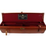 Tan leather double gun case, stitched leather corners,