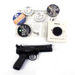 .22 Webley Mk2 air pistol (action a/f), with quantity of pellets targets and pellet catcher