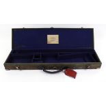 Brass mounted canvas gun case, blue baize fitted interior for up to 30 ins barrels, Joseph