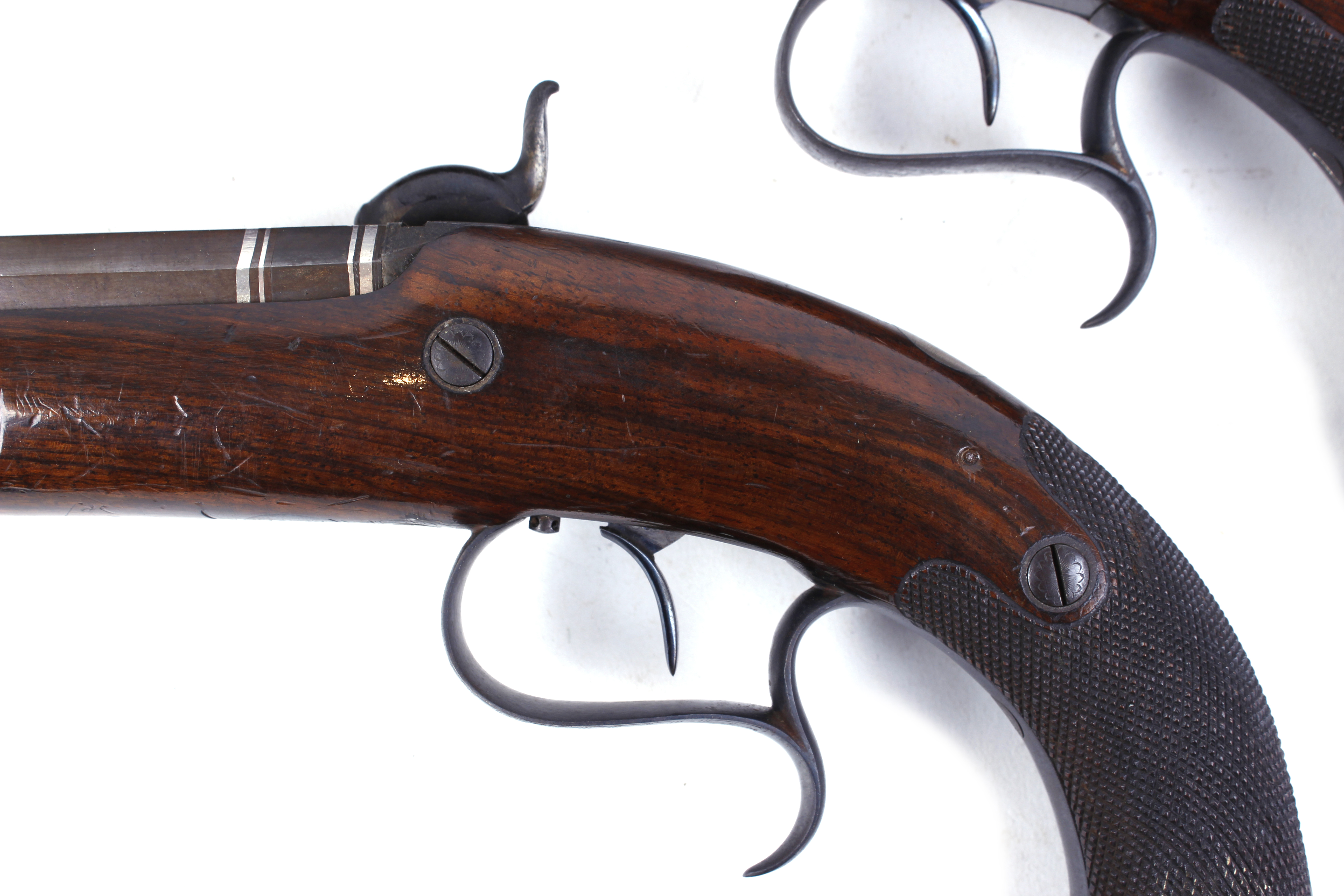 Cased pair 40 bore Percussion target pistols by Williams & Powell, each with a 10 ins damascus - Image 13 of 27