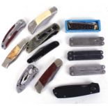 Twelve various penknives and multitools, Leatherman, Whitby & Co., Camillus and others