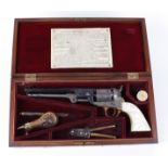 .36 Italian Colt Navy type 6 shot percussion revolver, 7½ ins octagonal barrel, top flat inscribed