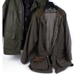 Three shooting coats, size L; Barbour moleskin breeks, size 38, as new