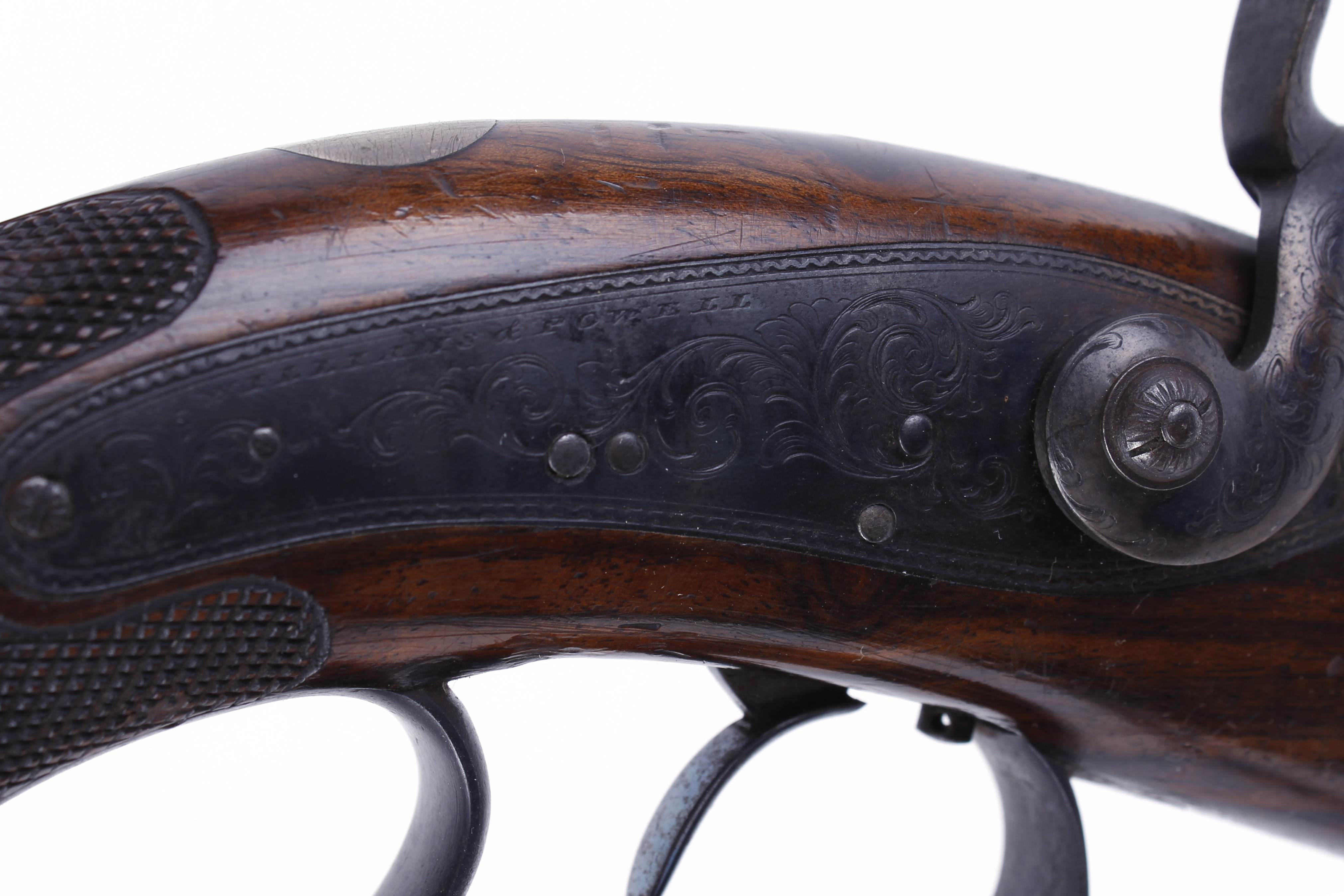 Cased pair 40 bore Percussion target pistols by Williams & Powell, each with a 10 ins damascus - Image 18 of 27