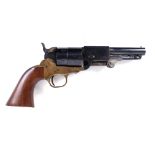 9mm Pietta Colt 1851 Sheriff blank firing six shot revolver, brass frame, wood grips. This Lot is
