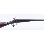 12 bore pinfire double sporting gun by E & G Higham (Liverpool), 30 ins damascus twist barrels,