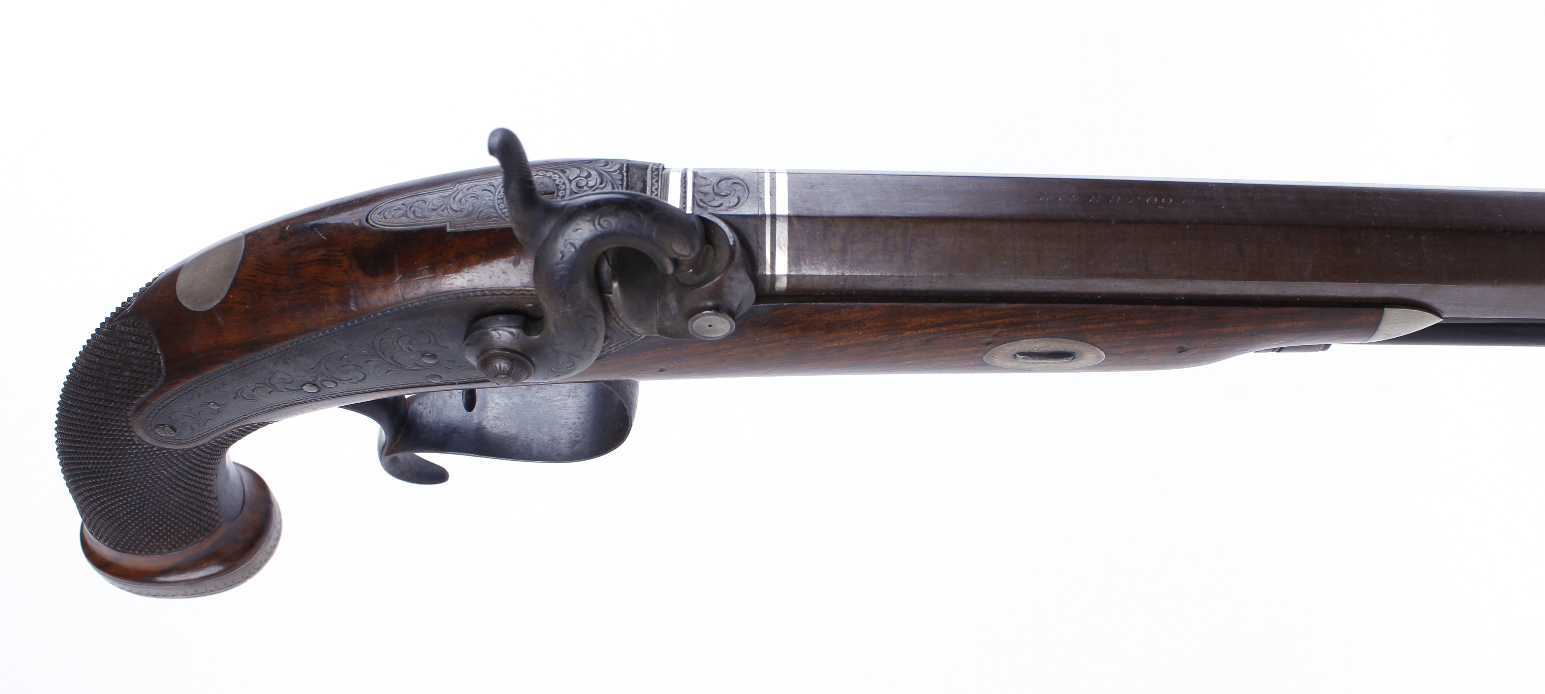 Cased pair 40 bore Percussion target pistols by Williams & Powell, each with a 10 ins damascus - Image 16 of 27