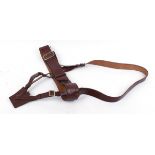 Stitched leather Sam Browne belt, with sword frog and shoulder strap