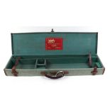 Canvas and leather gun case, green baize lined fitted interior for up to 30½ ins barrels, Cogswell &