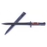 Yugoslavian Mauser (K98) M48 bayonet, 10 ins fullered blade, wood grips, steel scabbard