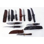Seven various sheath knives