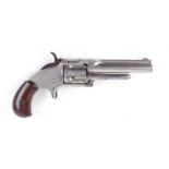 .32 Smith & Wesson Model 1½ 5 shot revolver, 3½ ins barrel, tip up opening, spur trigger, nickel