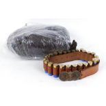 Leather cartridge belt with 25 x 12 bore cartridges; Camo net approx. 9ft x 6ft (Section 2 licence