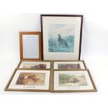 Series of four framed and glazed prints by A. Thorburn: Woodcock in Winter; Black Cock and Grey Hen;