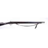Percussion training rifle, 28 ins tinplate barrel, fullstocked and steel banded with ramrod, steel