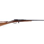 .410 Belgian single bolt action, 25 ins barrel, 2½ ins chamber, half stocked, bolt with flag safety,