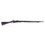 .600 Enfield percussion service rifle, 39 ins fullstocked steel banded barrel, steel ramrod, dog