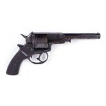 .442(rf) Perrins Patent solid frame double action 5 shot revolver, 6 ins sighted barrel, top strap
