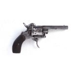 7mm Belgian pinfire revolver, 3,1/8 ins octagonal barrel, 6 shot chamber, sidegate loading (