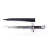 Swiss M1889 bayonet , 11,3/4 ins polished single edged fullered blade with scabbard button,
